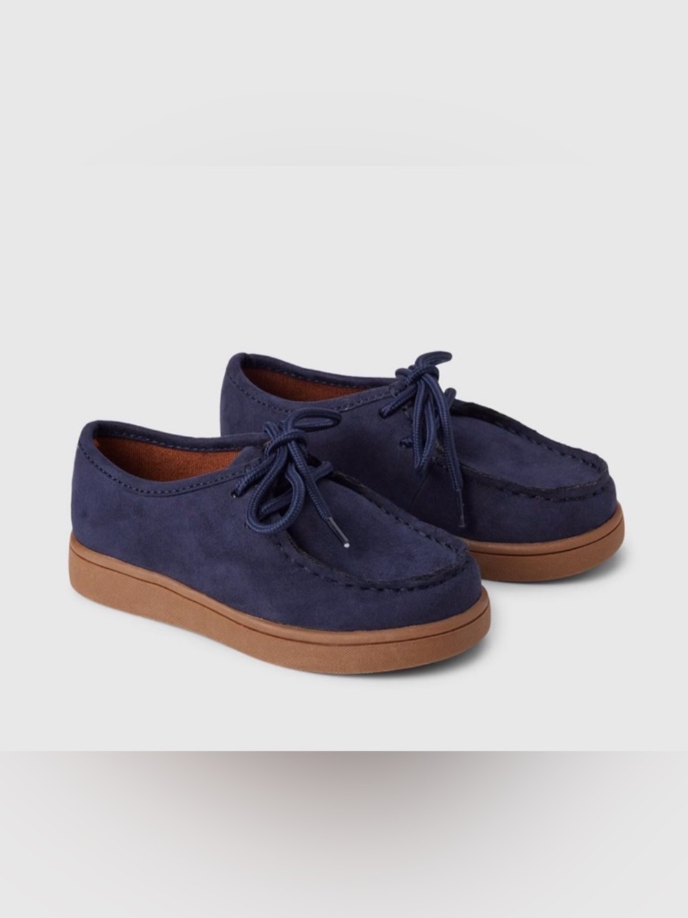 GAP Navy Suede Lace-Up Boat Shoes with Brown Sole